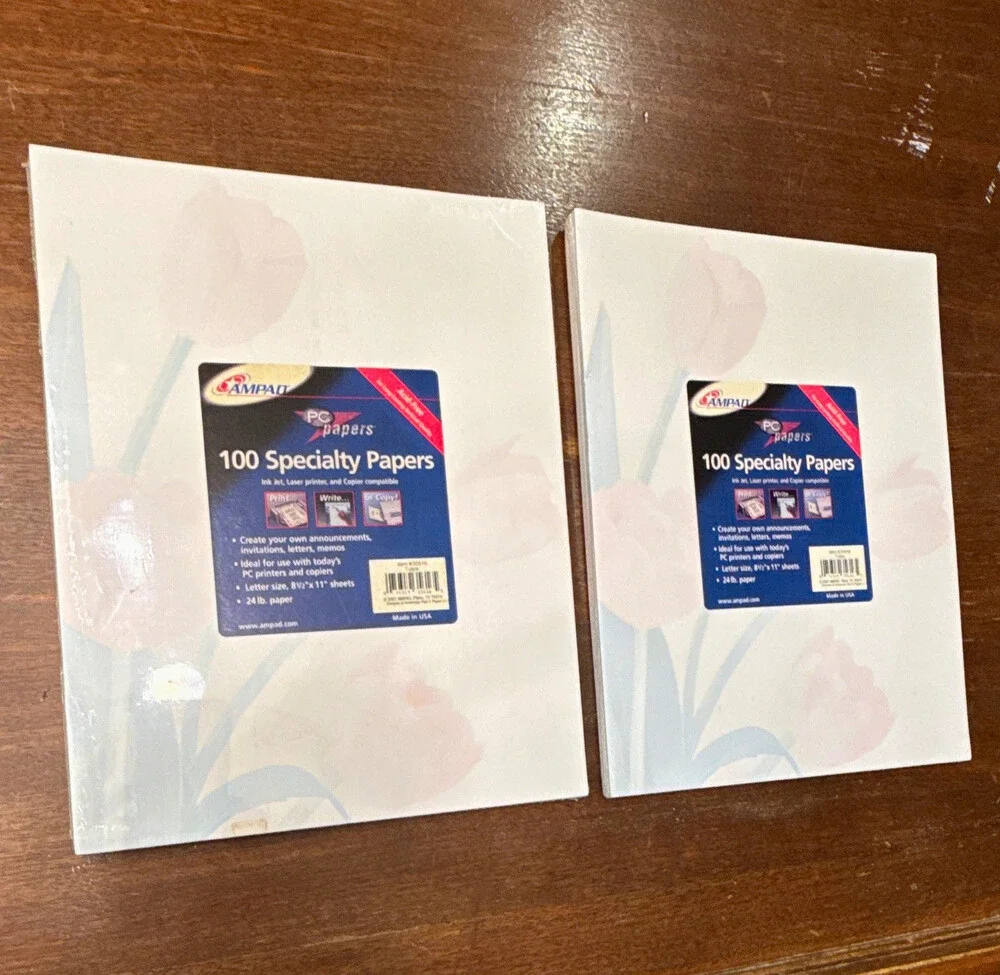 Lot of 2 Ampad PC Papers Tulips Specialty Acid-Free Paper 8.5x11 24lb 200 Sheets